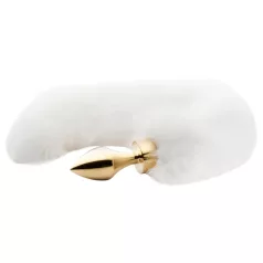 Easytoys Fox NO13 - metal analplug med rævehale - guld/hvid