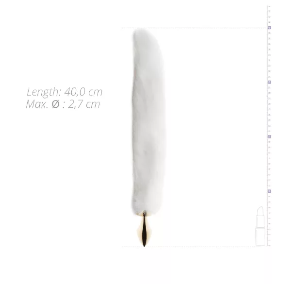 Easytoys Fox NO13 - metal analplug med rævehale - guld/hvid