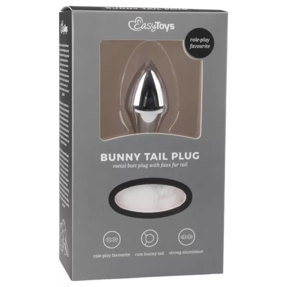 Easytoys Bunny NO1 - metal analplug med kaninhalen - sølv/hvid