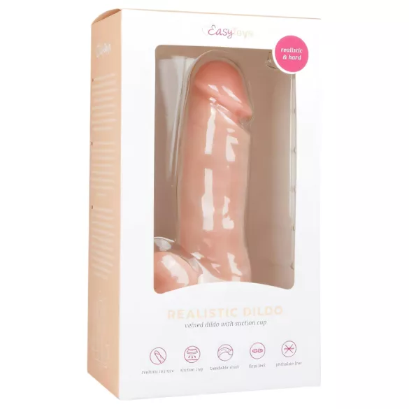 Easytoys - dildo med sugekop og testikler - natur - 17,5cm