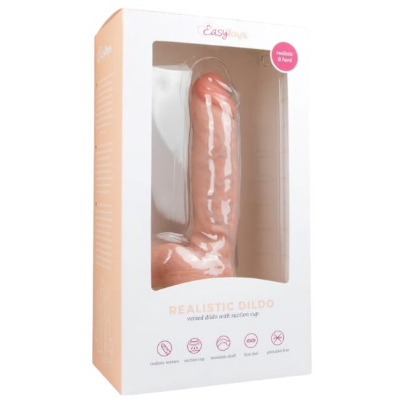 Easytoys - sugekop dildo med kugler (22,5 cm) - naturlig