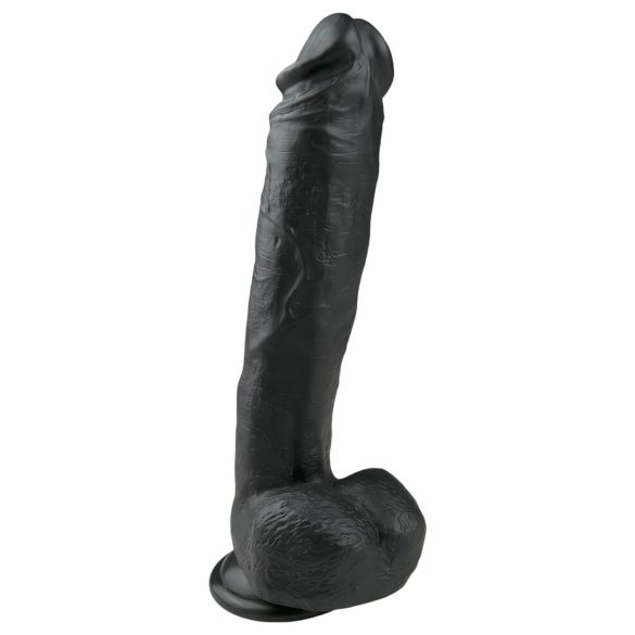 Easytoys - stor dildo med sugekop og kugler (26,5 cm) - sort