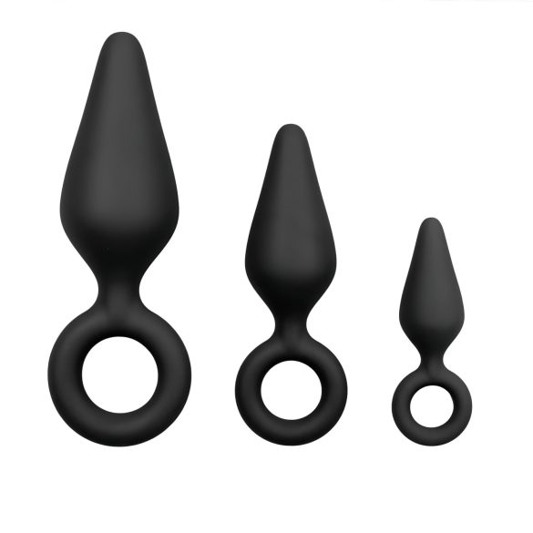 Easytoys - sæt med 3 anale ringplugs (sort)
