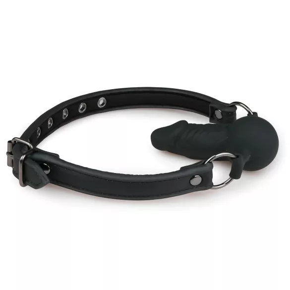 EasyToys - mundknebel med indvendig dildo (sort)