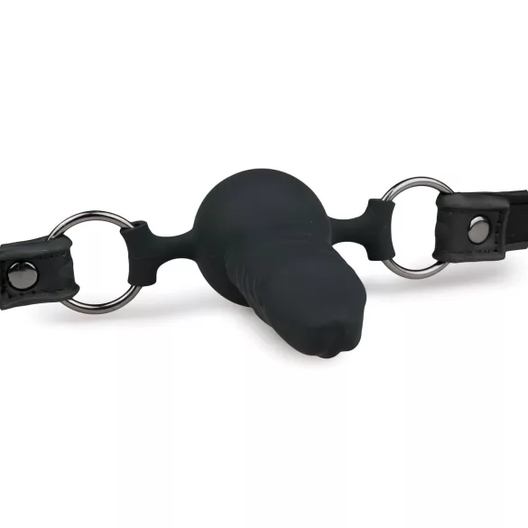 EasyToys - mundknebel med indvendig dildo (sort)