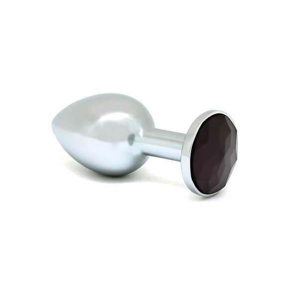 Rimba XS - sort black-sten metal anal plug (sølv)