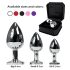 Rimba XS - sort black-sten metal anal plug (sølv)