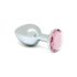 Rimba XS - pink sten, metal anal plug (sølv)