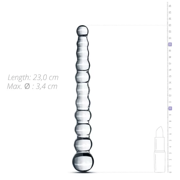 Gildo Glass No. 20 - glasdildo med perler - gennemsigtig