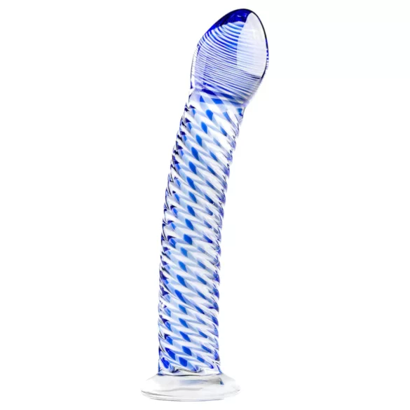 Gildo Glass No. 5 - glasdildo med spiral - transparent/blå