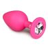 Easytoys Diamond - analplug med hvid sten - mellem - pink