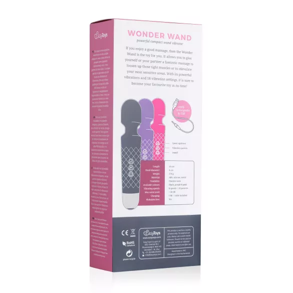 EasyToys - mini wand vibrator - genopladelig massage - lilla
