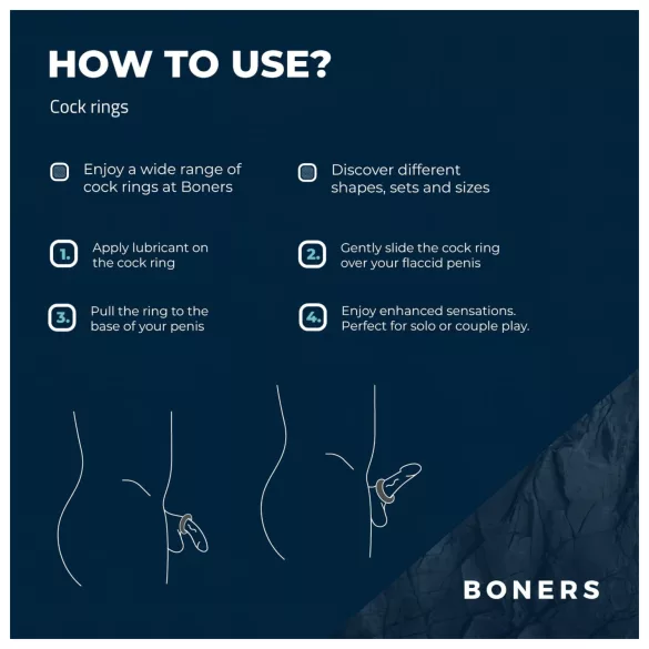Boners - penisringsæt - 3 stk - silikone - grå