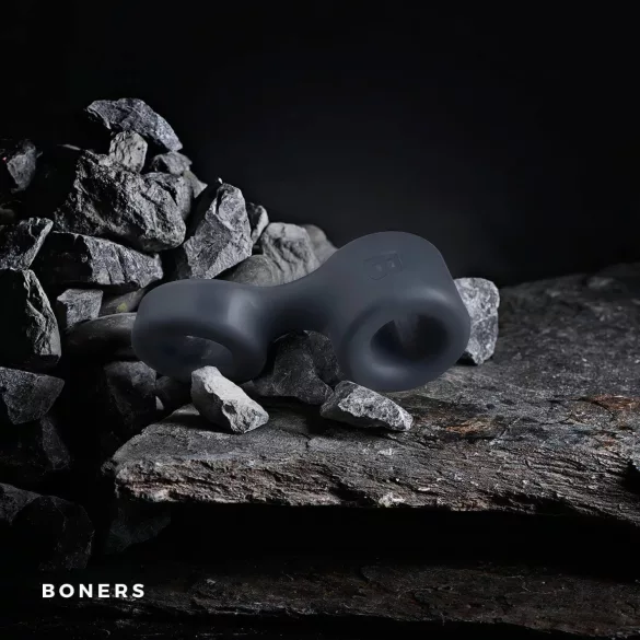 Boners - penisring og pungstrækker - silikone - grå
