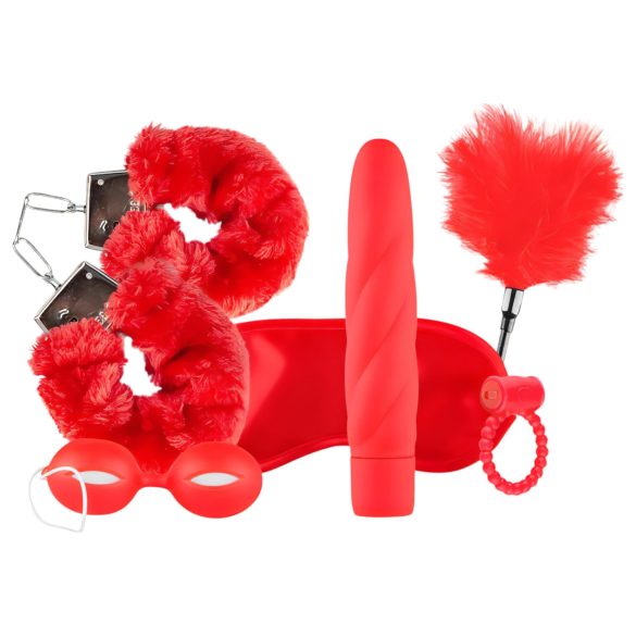 LoveBoxxx Jeg Elsker Rød - Vibrator Bindesæt (6 dele) - Rød