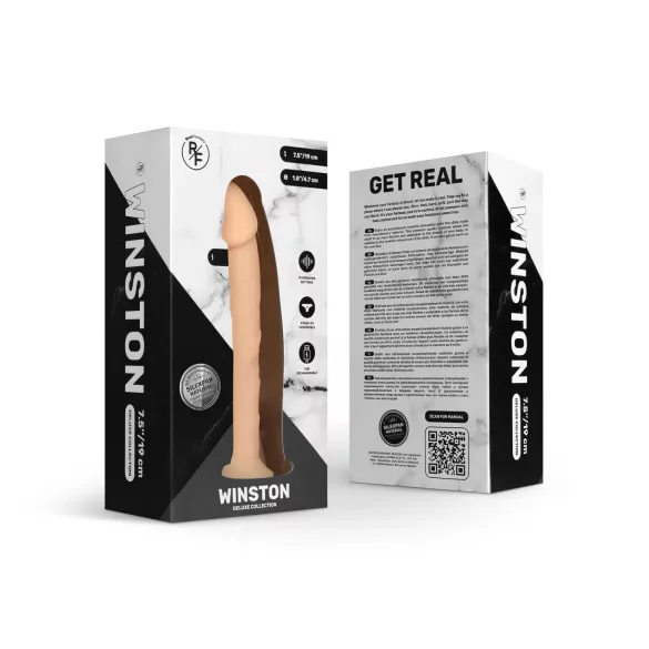 Real Fantasy Winston - dildo med vibrator og sugekop - 19cm - natur
