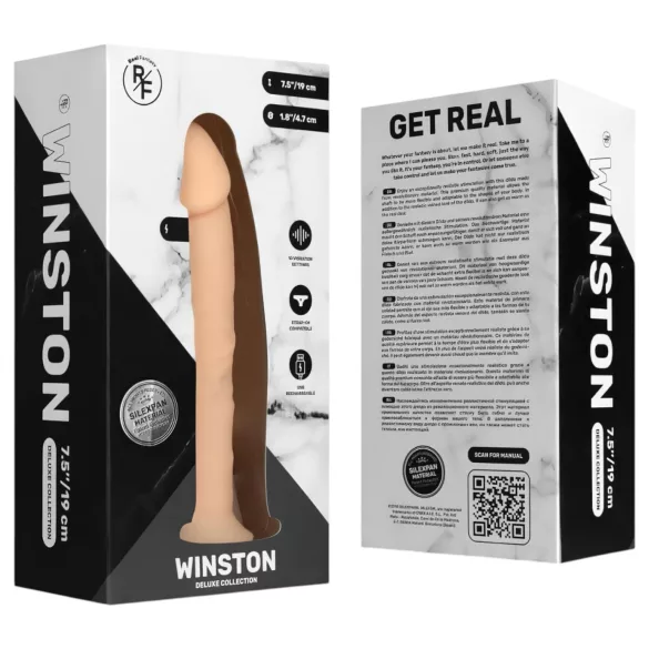Real Fantasy Winston - dildo med vibrator og sugekop - 19cm - natur