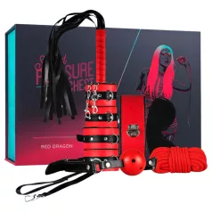 Secret Pleasure Chest - avanceret BDSM-sæt - 10 dele (rød)