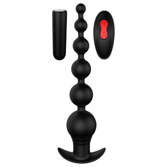 Cheeky Love - genopladelig, fjernstyret analvibrator med perler (sort)