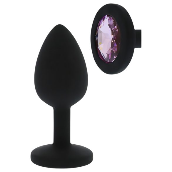 Tidens Favorit - sort anal plug med lilla sten