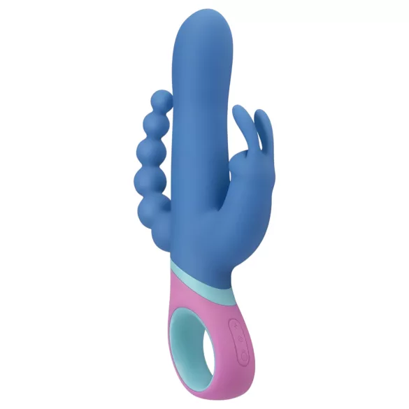 PMV20 Vice Double - trippel vibrator med rotation - silikone blå