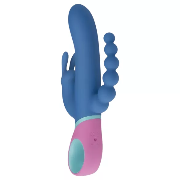 PMV20 Vice Double - trippel vibrator med rotation - silikone blå