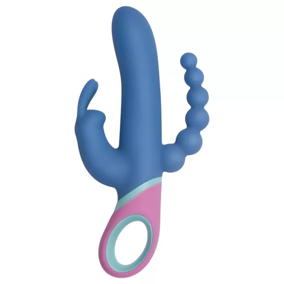 PMV20 Vice Double - trippel vibrator med rotation - silikone blå