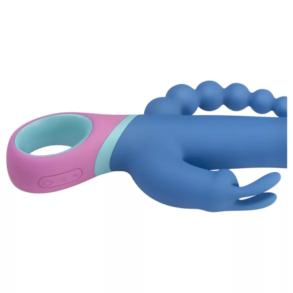 PMV20 Vice Double - trippel vibrator med rotation - silikone blå