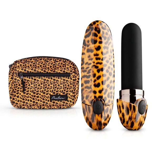 Panthra Asha – genopladelig læbestiftvibrator (leopard-sort)