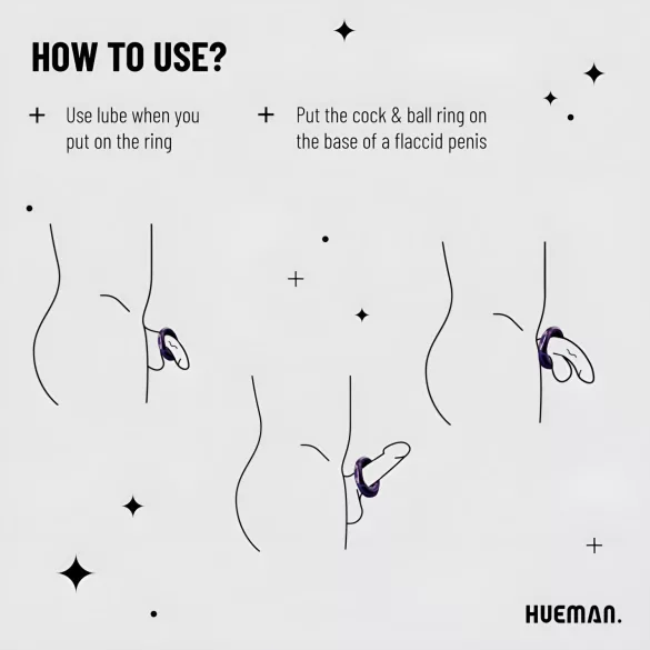 Hueman Saturn - vibratorisk penisring - genopladelig vandtæt - lilla