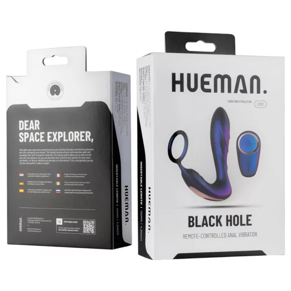 Hueman Black Hole - analvibrator med radiofjernbetjening og penisring (lilla)