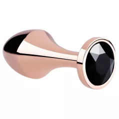 Rosy Gold - analplug med sort sten - rosegold