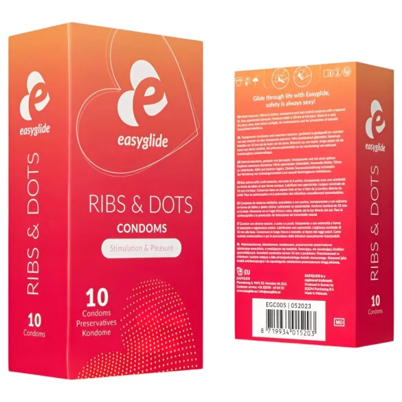 EasyGlide - kondomer med riller og dutter - 10 stk