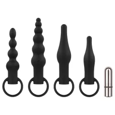 Easytoys - anal vibrator sæt - genopladelig - 4 dele - sort