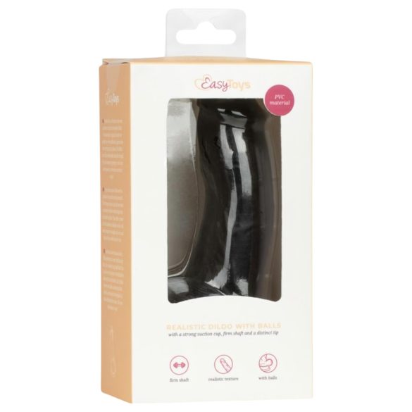 Easytoys - realistisk dildo med testikler - 12 cm - sort