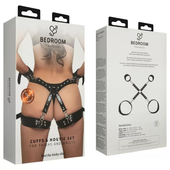 Bedroom Fantasies - håndleds- og lårmanchetter - justerbar - sort