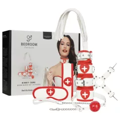   Bedroom Fantasies - sygeplejerske kostume sæt - 8 dele - rød/hvid