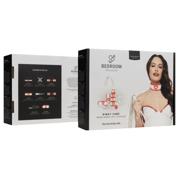 Bedroom Fantasies - sygeplejerske kostume sæt - 8 dele - rød/hvid