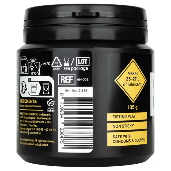BUTTR - pulverformet, øjeblikkelig glidecreme (135 g)