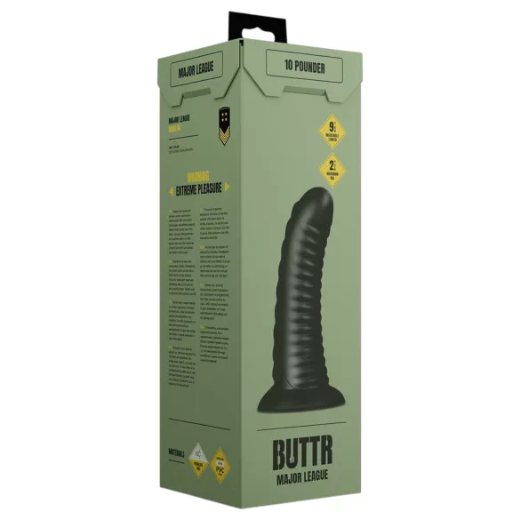 BUTTR Double Ribbed - kæmpe rillet anal plug (sort) - 26 cm