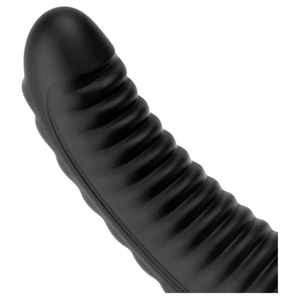 BUTTR Double Ribbed - kæmpe rillet anal plug (sort) - 26 cm