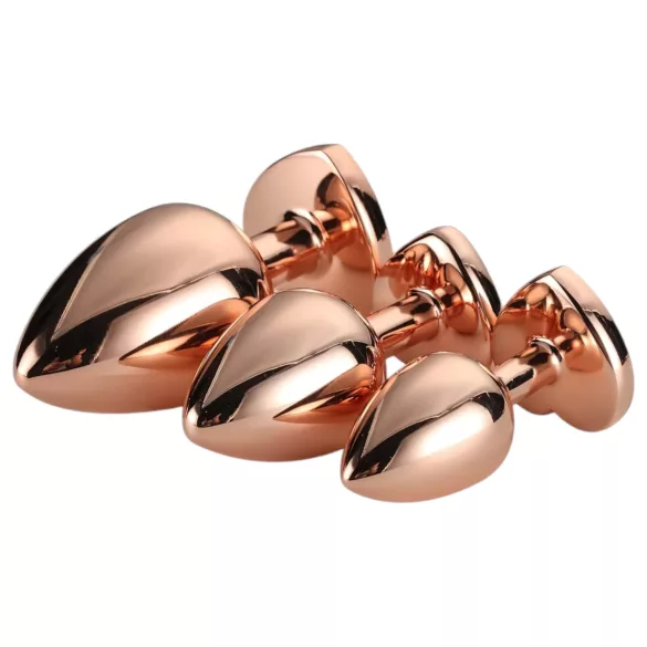 Gleaming Love - analplugsæt med hjerte - rosegold - 3 stk