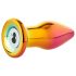 Glamour Glas - kegleformet, trådløs, farverig glas anal vibrator
