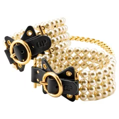 Allure - ankelmanchet med perler - sort