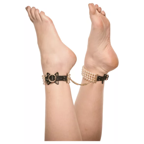 Allure - ankelmanchet med perler - sort