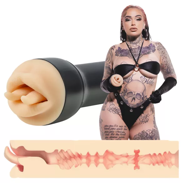 Kiiroo Feel Leigh Raven - kunstig mund med udskåret tunge (naturel)