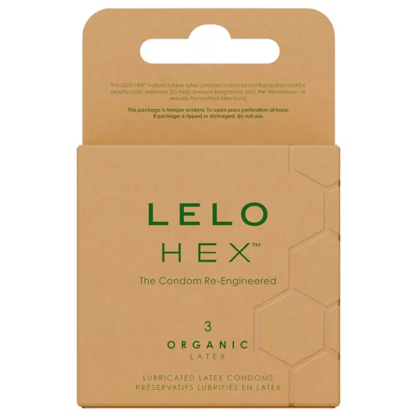 LELO Hex Organic - kondom - ekstra sikkerhed - latex - 3 stk