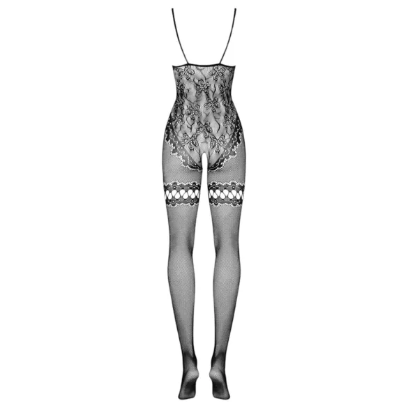 Obsessive - bodystocking med blomstermønster - mesh - sort (S-L)