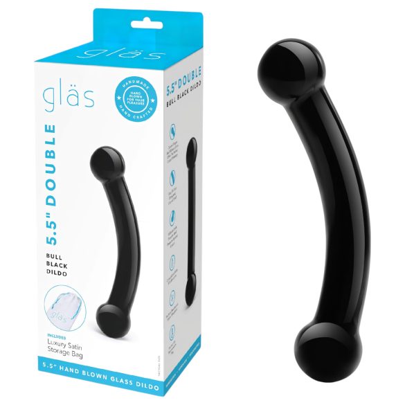 GLAS - dobbelt dildo i glas (sort)