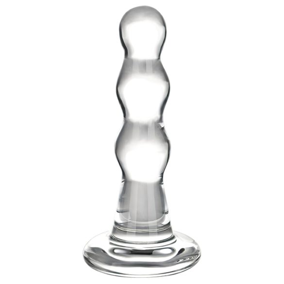 GLAS - bølget glas anal dildo (gennemsigtig)